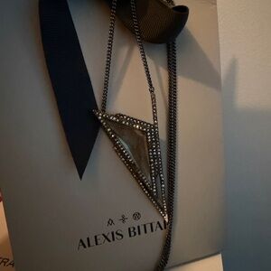 Alexis Bittar Silver and Black Geometric Pendant Necklace